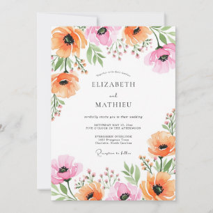 Invitation Mariage printanier irrésistible rose abricot
