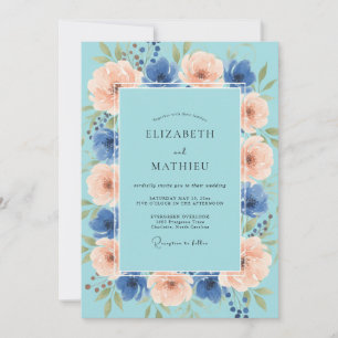 Invitation Mariage printanier joyeux bleu aqua
