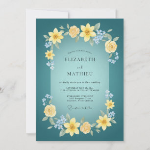 Invitation Mariage printanier joyeux sarcelle