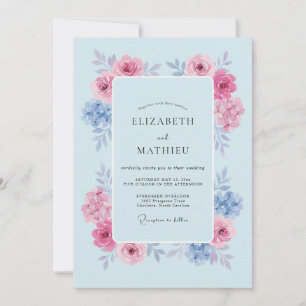 Invitation Mariage printanier lumineux bleu pâle