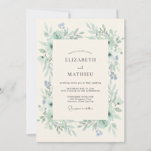 Invitation Mariage printanier lumineux vert écume de mer