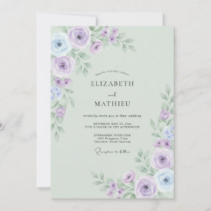 Invitation Mariage Printanier Lumineux Vert Sauge