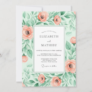 Invitation Mariage printanier pittoresque vert menthe