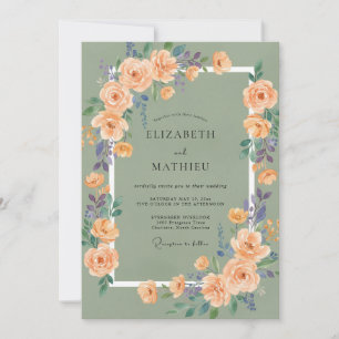 Invitation Mariage printanier pittoresque vert sauge