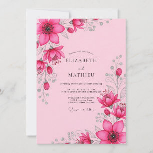 Invitation Mariage printanier radieux magenta
