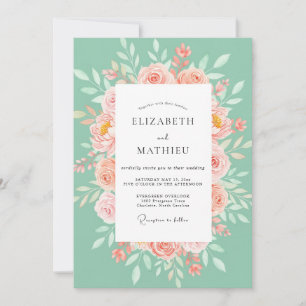 Invitation Mariage printanier séduisant vert menthe