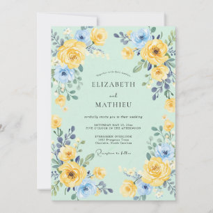 Invitation Mariage printanier vert écume de mer