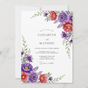 Invitation Mariage printanier violet intense