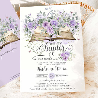 Invitation Mariage Purple Lilac Floral Book Prochain Chapitre