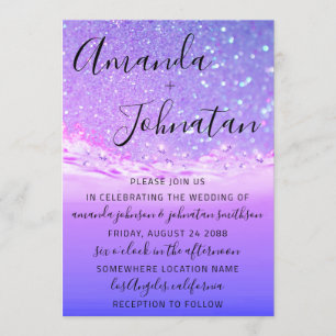 Invitation Mariage Purple Ocean Spark Waves Ocean Beach