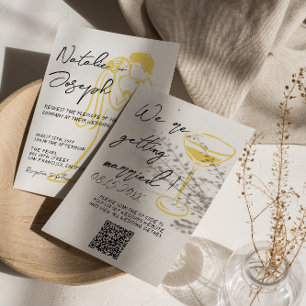 Invitation Mariage QR Code Écrit à la Main Rétro Coloré Été