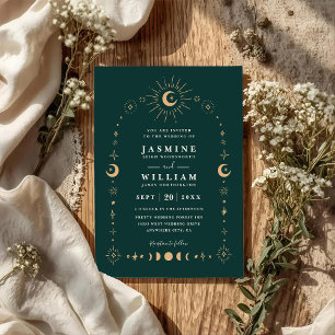 Invitation Mariage QR Code Nuit de Lune Galaxie Céleste Bohèm