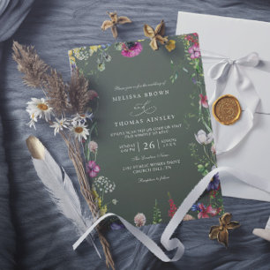 Invitation Mariage QR Floral Bohème Coloré de Printemps