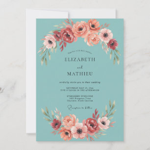 Invitation Mariage radiant Anémone sarcelle