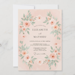 Invitation Mariage Radieux de Printemps aux Teintes de Pêche