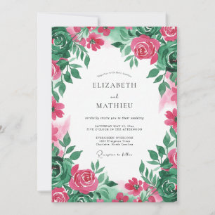 Invitation Mariage radieux fuchsia d'été