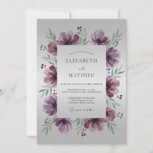 Invitation Mariage raffiné de prune et de nature