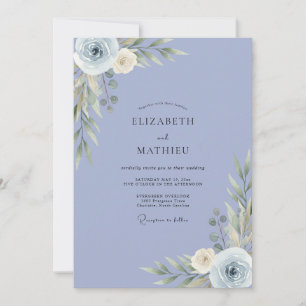 Invitation Mariage Ranunculus Pervenche Eucalyptus Doux