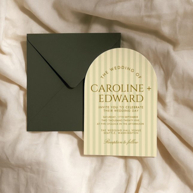 Invitation Mariage rayée de luxe (Créateur téléchargé)