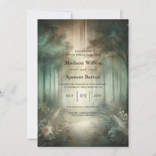 Invitation Mariage Rayonnement de la Forêt Enchantée Vert Sau