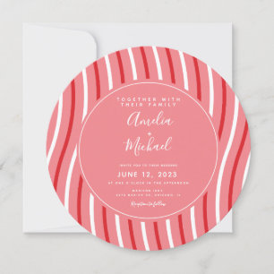 Invitation Mariage Rayures Menthe Noël Rose Rouge