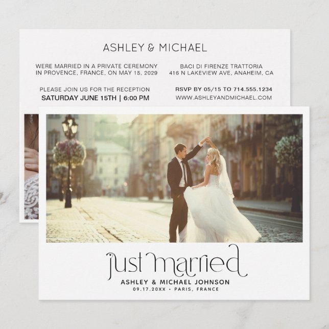 Invitation Mariage Récent Fugue 4 Réception Photo Uniquement  (Devant / Derrière)