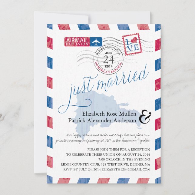 Invitation Mariage récent par avion antique Réception de mari (Devant)