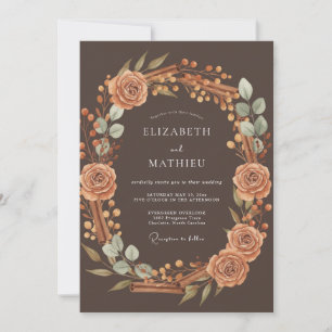 Invitation Mariage Récolte Chaude Brun Foncé