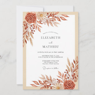 Invitation Mariage Récolte Élégant en Terracotta