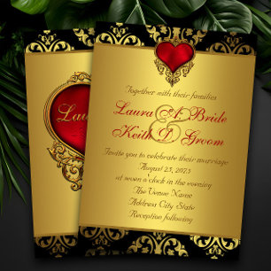 Invitation Mariage Red Black Gold
