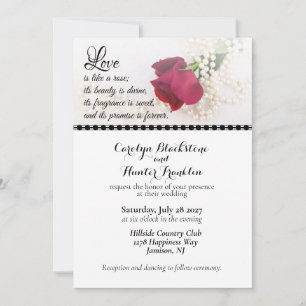Invitation Mariage Red Rose & Pearls