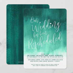 Invitation Mariage rééchelonné Emerald green art moderne