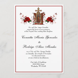 Invitation Mariage religieux des Roses rouges de Guadalupe