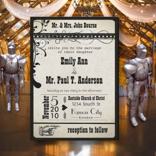 Invitation Mariage Renaissance Médiévale Funky Noir