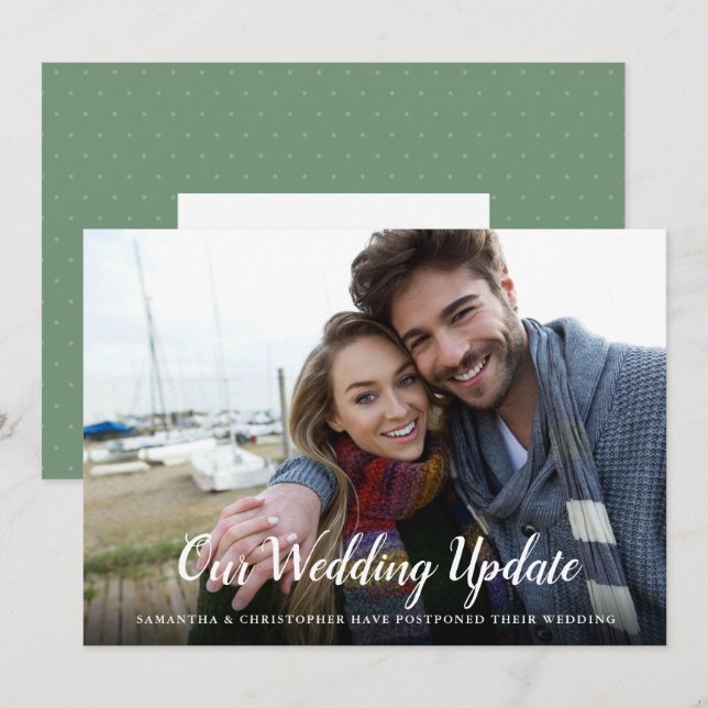 Invitation Mariage reporté avec calligraphie de photo (Devant / Derrière)