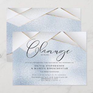 Invitation Mariage reporté Sky Blue Pearl Facets