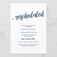 Mariage reprogrammé, Bleu marine, Annonce