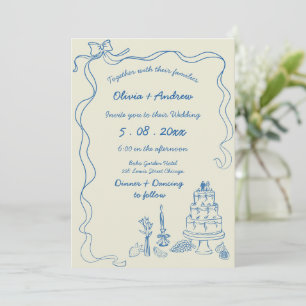 Invitation Mariage Rétro à l'Écriture Manuscrite Fantaisiste