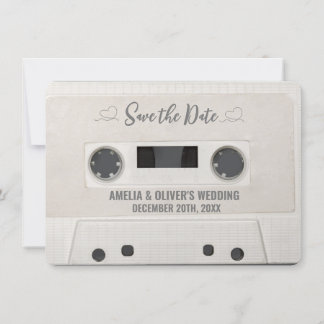 Invitation Mariage Rétro Cassette Enregistrer la Date