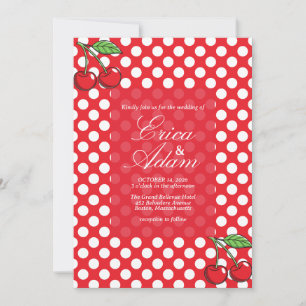 Invitation Mariage Rétro Cerise & Points Vintage