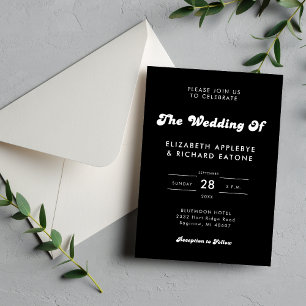 Invitation Mariage Rétro Chic Noir et Blanc