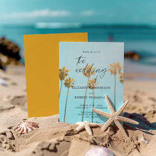 Invitation Mariage Rétro de Plage Côtière aux Palmiers Tropic