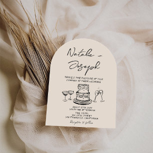 Invitation Mariage Rétro Dessiné à la Main Écrit Cake Drôle A