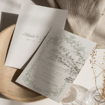 Mariage Rétro Élégant Vert Sauge Ancien Argent Cla