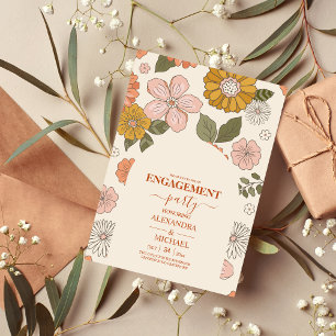 Invitation Mariage Rétro Groovy Années 70 Tons Assourdis