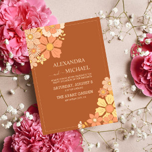 Invitation Mariage Rétro Groovy Années 70 Tons Assourdis