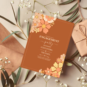 Invitation Mariage Rétro Groovy Années 70 Tons Assourdis