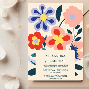 Invitation Mariage Rétro Groovy Années 70 Tons Assourdis