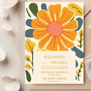 Invitation Mariage Rétro Groovy Années 70 Tons Assourdis