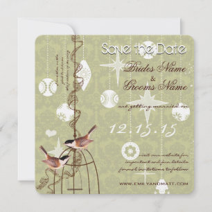 Invitation Mariage Rétro Photo Cage à Oiseaux Vacances Enregi